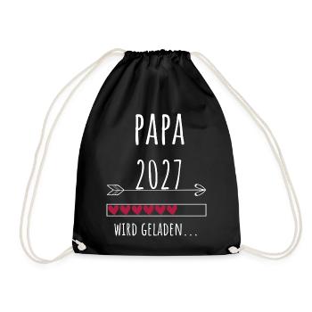 Schwangerschaft Verkünden – Papa 2027 Wird Geladen - Turnbeutel - Schwarz - Vorne
