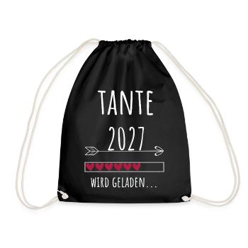 Schwangerschaft Verkünden – Tante 2027 - Turnbeutel - Schwarz - Vorne