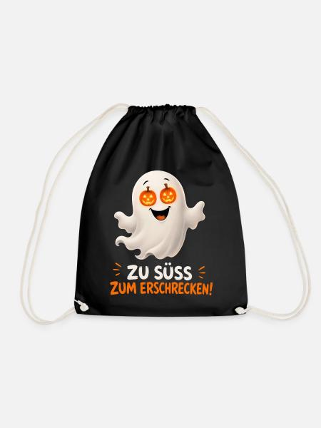 Zu süß zum Erschrecken – Geist mit Kürbisaugen - Turnbeutel - Schwarz
