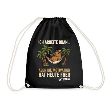 Capybara Entspannt lustiger Spruch  - Turnbeutel - Schwarz - Vorne