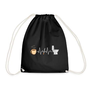 Kaffee Zigarette Toilette Witzig Raucher - Turnbeutel - Schwarz - Vorne