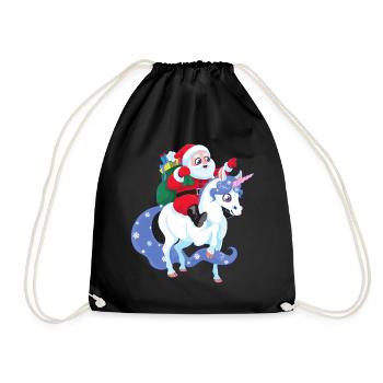 Santa Claus rides unicorn Christmas gift - Drawstring Bag - black - Front