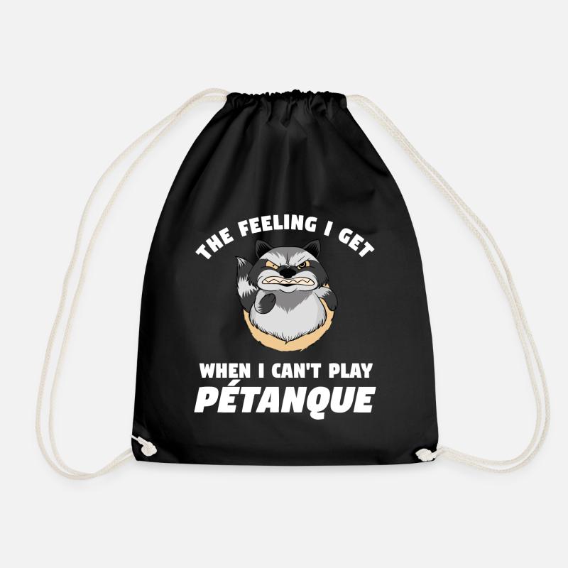 Funny petanque gift with raccoon - Drawstring Bag - black