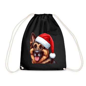 German Shepherd Christmas Spirit - Drawstring Bag - black - Front