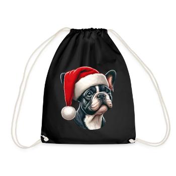 Frenchie The Santa Claus - Drawstring Bag - black - Front