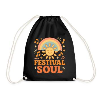 Soul Festival – Musical Sun and Rainbow - Drawstring Bag - black - Front
