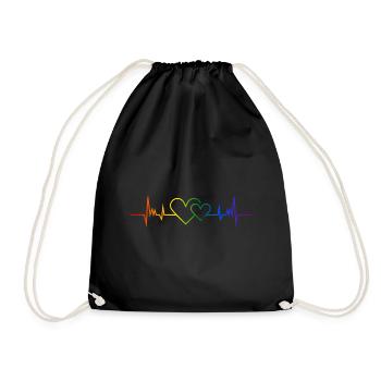 LGBT Heartbeat ECG Lesbienne Arc-en-ciel Gay Pride LGBTQ - Sac de sport léger - noir - Devant
