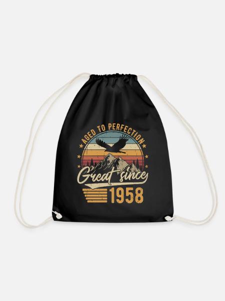1958 Jahrgang geboren Vintage Geburtstag Retro - Turnbeutel - Schwarz
