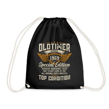 Oldtimer 1969 Jahrgang geboren Geburtstag Geschenk - Turnbeutel - Schwarz - Vorne