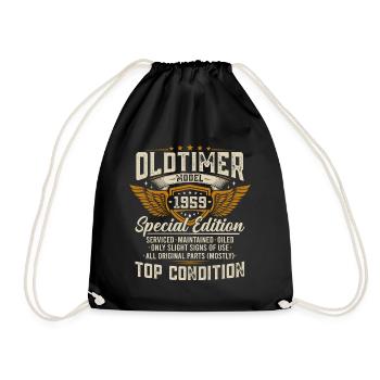 Oldtimer 1959 Jahrgang geboren Geburtstag Geschenk - Turnbeutel - Schwarz - Vorne