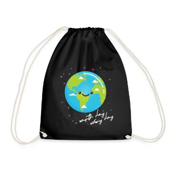 Earth Day Shirt Kids Women Men Happy Earth Day - Drawstring Bag - black - Front