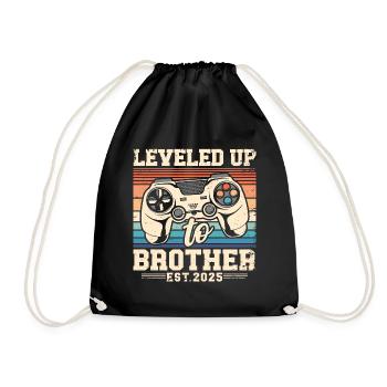 Promoted to Brother 2025 - Drawstring Bag - black - Front
