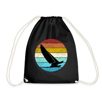 Retro Color Cat Sailing catamaran sailors - Drawstring Bag - black - Front