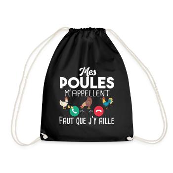 Poulailler poule volaille poussin. Cadeau ferme - Sac de sport léger - noir - Devant