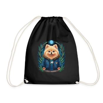 Pomeranian Spitz im Cartoon Look für Hundebesitzer - Turnbeutel - Schwarz - Vorne