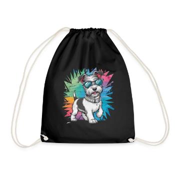 Dandie Dinmont Terrier im Cartoon Design - Turnbeutel - Schwarz - Vorne