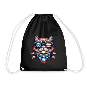 Chat cool avec lunettes de soleil et bandana - Sac de sport léger - noir - Devant