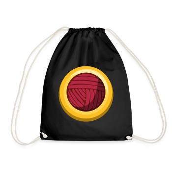 Wollknäul Sticker Sewing Icon - Drawstring Bag - black - Front
