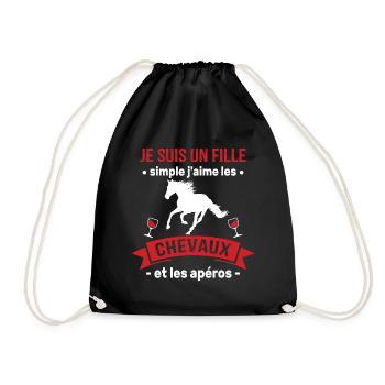 Un fille j'aime les chevaux et les apéros - Sac de sport léger - noir - Devant