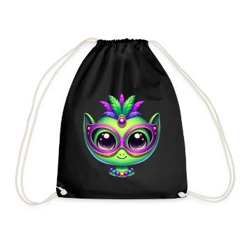 Mardi Gras Alien Kopf Comic Maske - Turnbeutel - Schwarz - Vorne