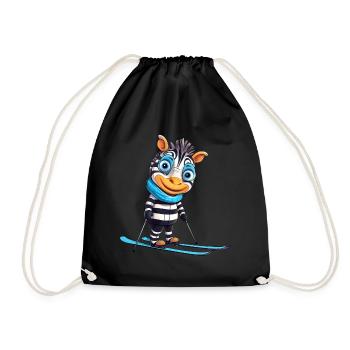 Zebra Ski Adventure - Elegance on the slopes. - Drawstring Bag - black - Front