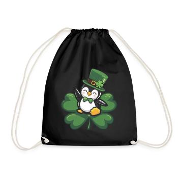 St. Patrick's Day Pinguin: Niedliches - Turnbeutel - Schwarz - Vorne