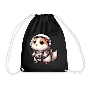 Cute Hamster Astronaut - Drawstring Bag - black - Front
