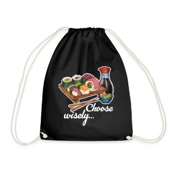 Cooles hangezeichnetes Sushi Geschenk Japan Manga - Turnbeutel - Schwarz - Vorne