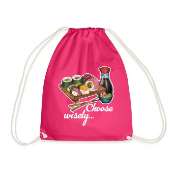 Cooles hangezeichnetes Sushi Geschenk Japan Manga - Turnbeutel - Fuchsia - Vorne