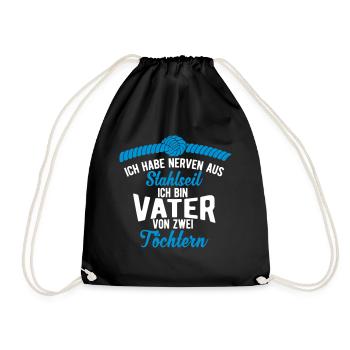 Gift for father two daughters - Drawstring Bag - black - Front