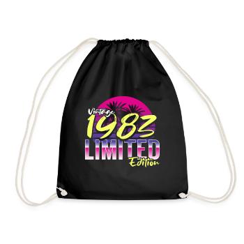 Geburtstag 1983 Vintage Retro 80er Jahre Design - Turnbeutel - Schwarz - Vorne