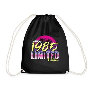 Geburtstag 1985 Vintage Retro 80er Jahre Design - Turnbeutel - Schwarz - Vorne