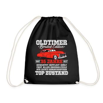 Oldtimer Baujahr 35 Jahre 35 Geburtstag Geschenk - Turnbeutel - Schwarz - Vorne