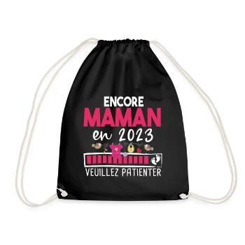 Maman 2023 Mère Bébé Naissance Cadeau Grossesse - Sac de sport léger - noir - Devant
