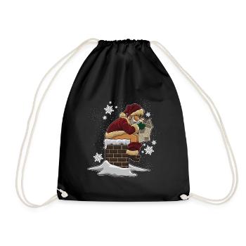 Le père Noël déchie dans la cheminée - Sac de sport léger - noir - Devant