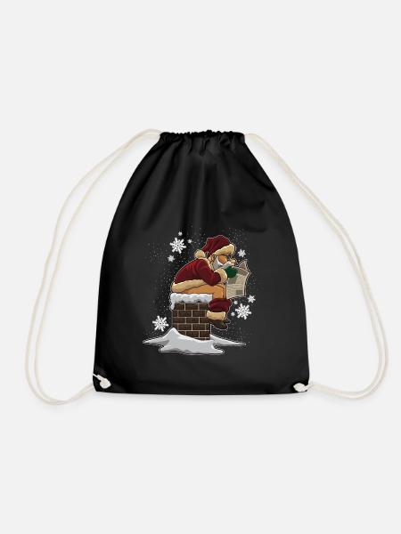 Santa Claus Shits In The Chimney - Drawstring Bag - black