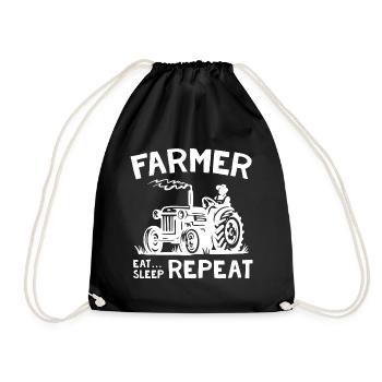 Farmer Eat Sleep Repeat - Turnbeutel - Schwarz - Vorne