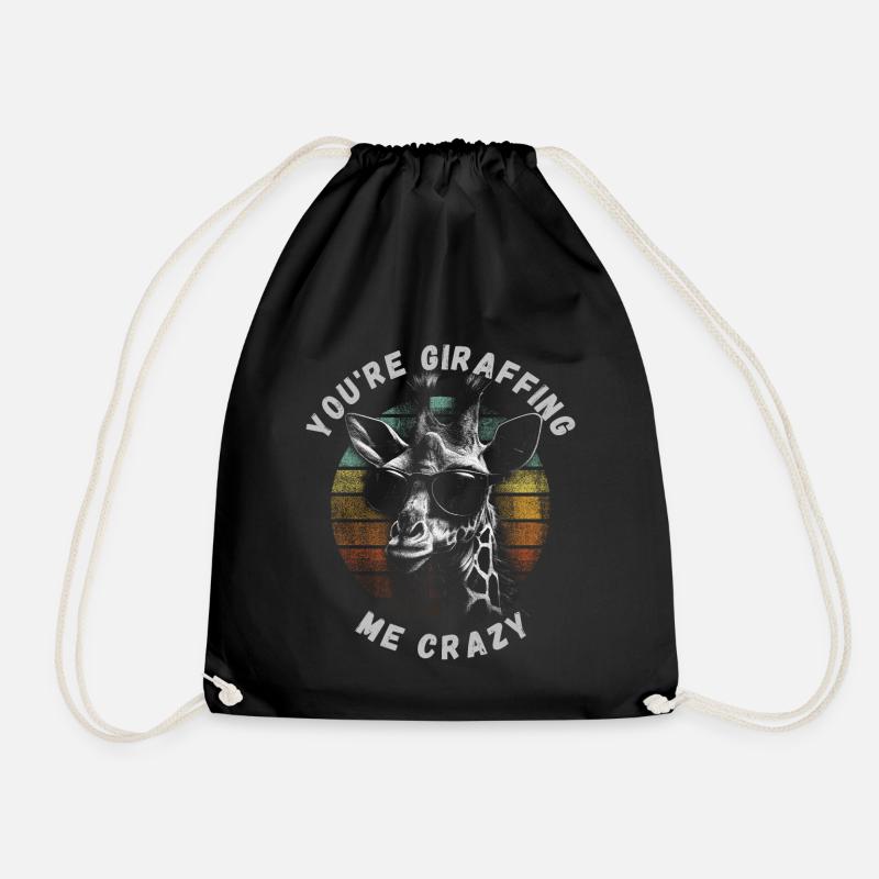 You’re giraffing me crazy Giraffe - Drawstring Bag - black