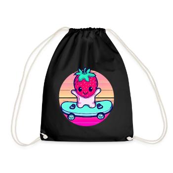 Skateboard fraise au coucher du soleil - Sac de sport léger - noir - Devant