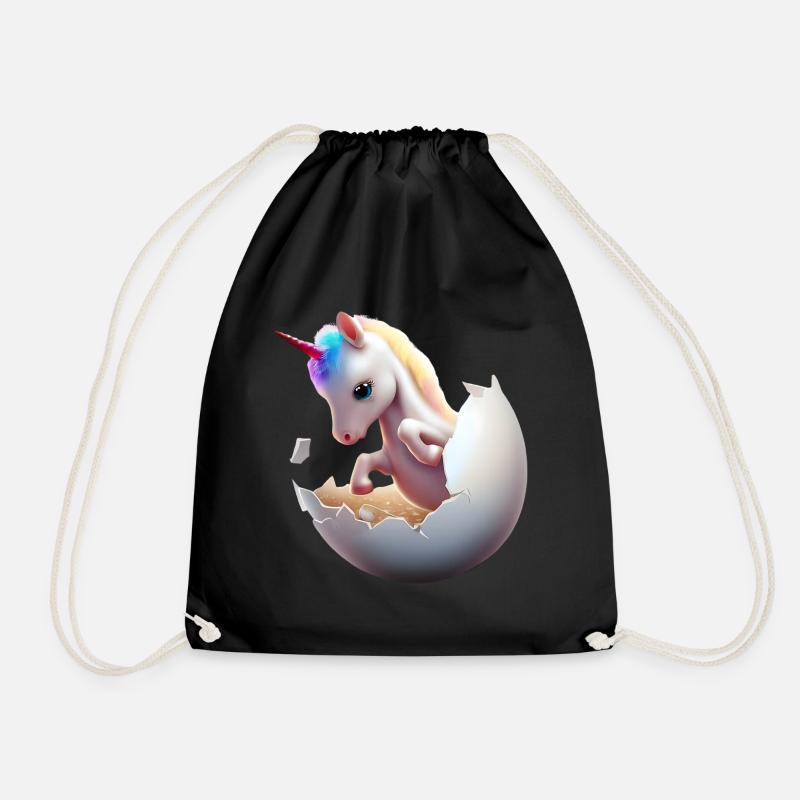Einhorn aus dem Ei - Turnbeutel - Schwarz