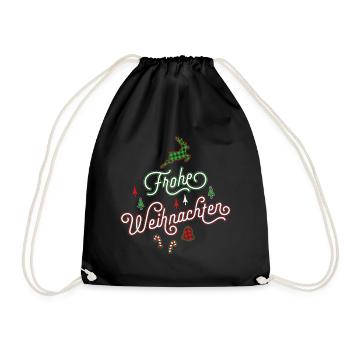 Frohe Weihnachten Ugly Christmas Sweater Geschenk - Turnbeutel - Schwarz - Vorne