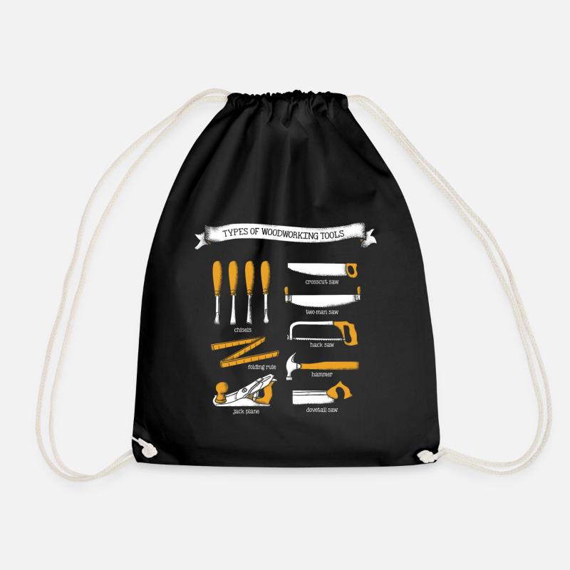 Wood processing joiner saw hammer gift - Drawstring Bag - black