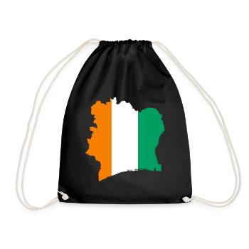 Cote D'Ivoire Ivory Coast Gift Flag Country - Drawstring Bag - black - Front