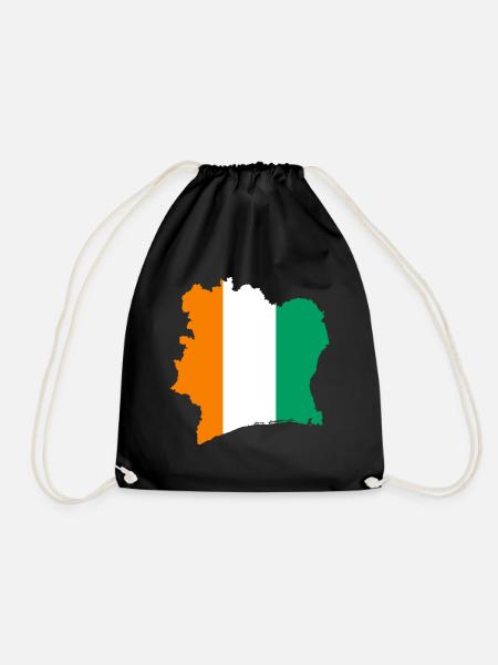 Cote D'Ivoire Ivory Coast Gift Flag Country - Drawstring Bag - black