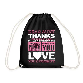 Dear Aunt, Thanks For Being My Aunt - Turnbeutel - Schwarz - Vorne
