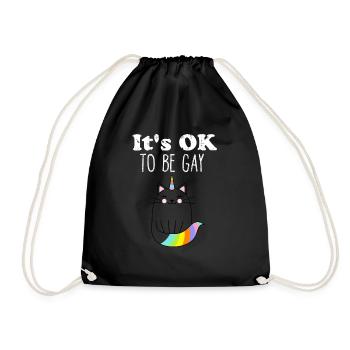 ITS OK TO BE GAY CAT UNICORN - Drawstring Bag - black - Front