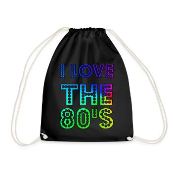 I Love The 80s Cute And Funny 80s Happy Love Gift Idea Design - Drawstring Bag - black - Front