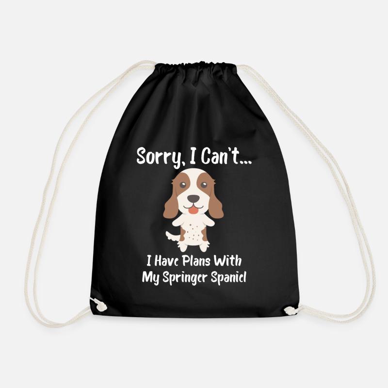 Sorry I Can't I Have Plans With My Springer Spaniel - Drawstring Bag - black