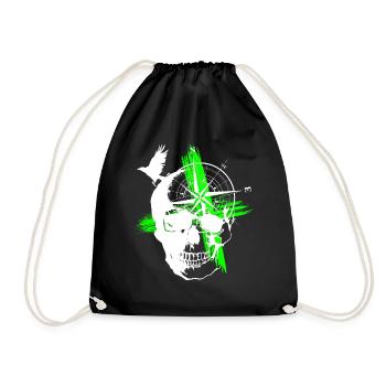 Skull Trash Polka Green - Drawstring Bag - black - Front