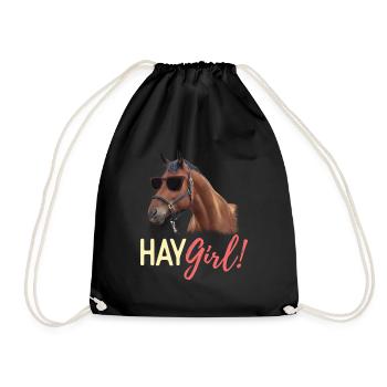 Heu-Mädchen-Pferdeliebhaber-Reiten - Turnbeutel - Schwarz - Vorne